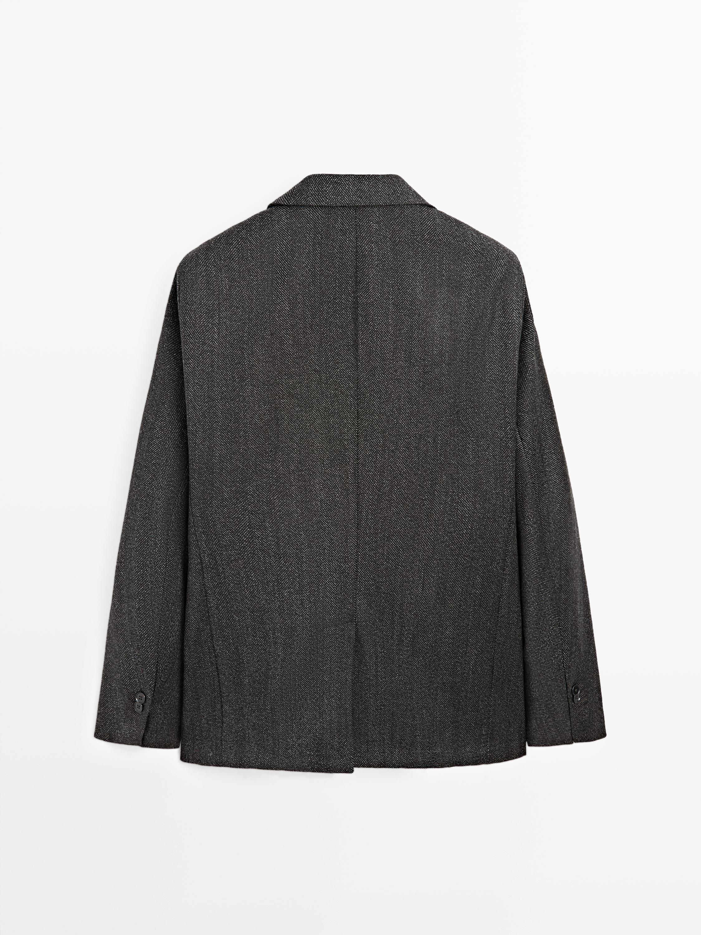 Herringbone wool blend blazer